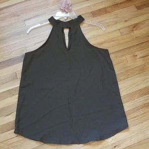 High-neck chiffon flowy tank blouse